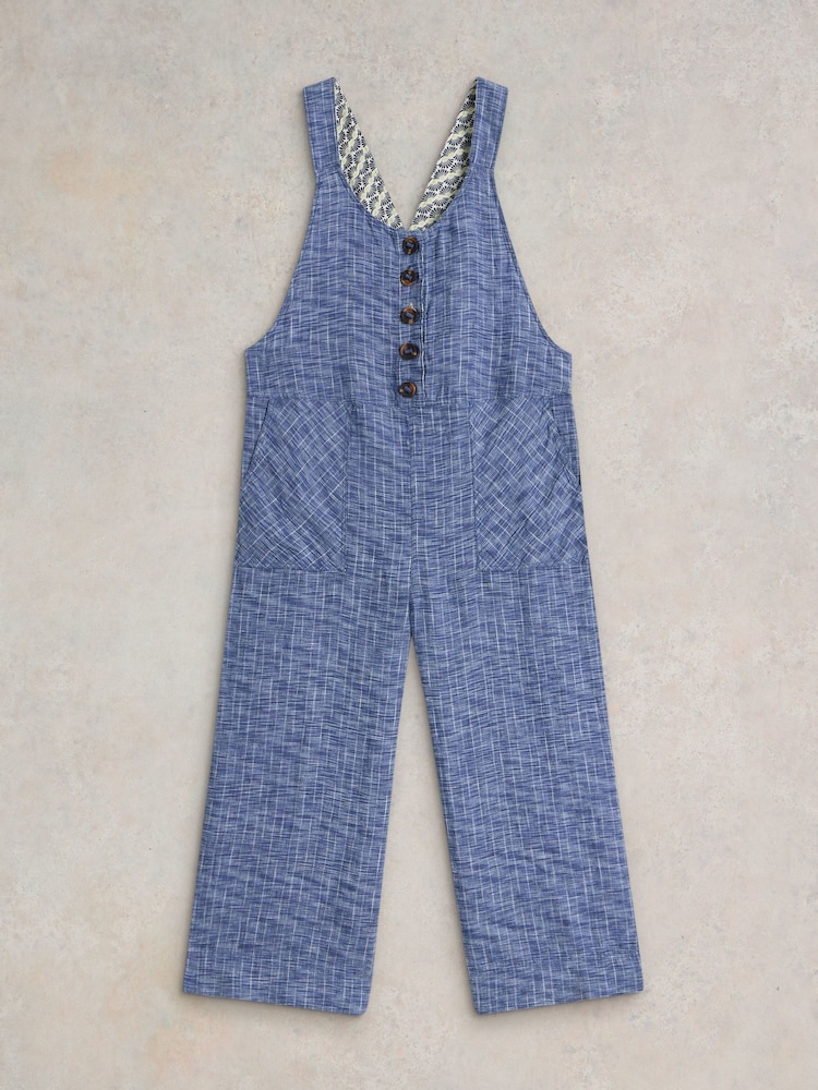 White Stuff Blue Viola 100% Linen Dungarees - Image 5 of 8