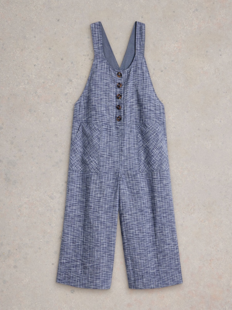 White Stuff Blue Viola 100% Linen Dungarees - Image 6 of 8