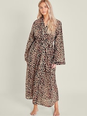 Accessorize Leopard Print 100% Cotton Dressing Gown - Imagen 1 de 4