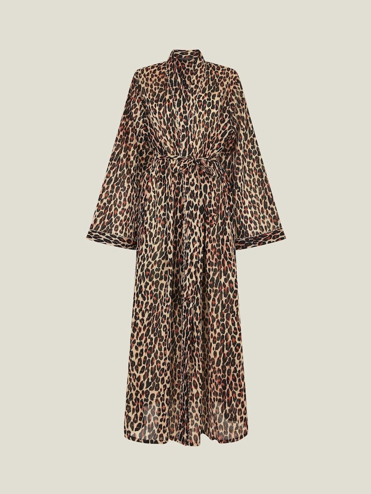 Accessorize Leopard Print 100% Cotton Dressing Gown - Imagen 4 de 4