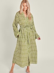 Accessorize Block Print 100% Cotton Dressing Gown - Imagen 1 de 4