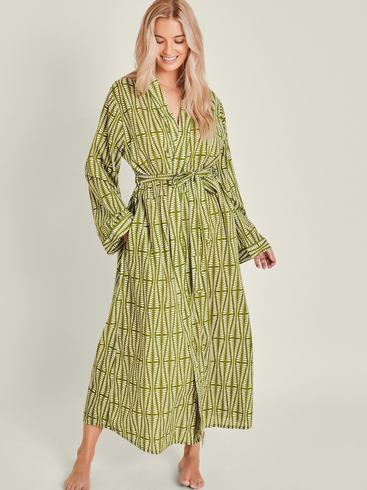 Accessorize Block Print 100% Cotton Dressing Gown - Imagen 1 de 4