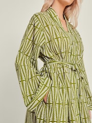 Accessorize Block Print 100% Cotton Dressing Gown - Imagen 2 de 4