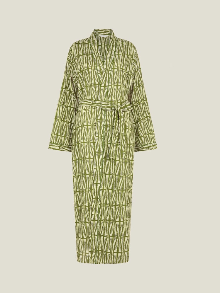 Accessorize Block Print 100% Cotton Dressing Gown - Imagen 4 de 4