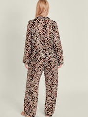 Accessorize Natural Leopard Print Long 100% Cotton Pyjamas Set - Image 3 of 4
