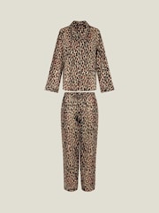 Accessorize Natural Leopard Print Long 100% Cotton Pyjamas Set - Image 4 of 4