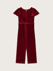 Monsoon Red Sequin Belt Velour Jumpsuit - Image 2 of 3