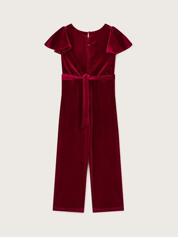 Monsoon Red Sequin Belt Velour Jumpsuit - Image 2 of 3