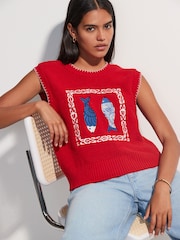 Vermelho - Regata de malha com estampa de peixe e cotton - Imagem 1 de 9