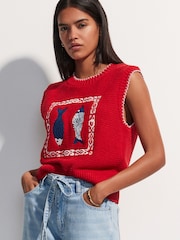 Vermelho - Regata de malha com estampa de peixe e cotton - Imagem 2 de 9