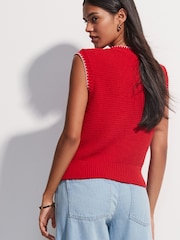 Vermelho - Regata de malha com estampa de peixe e cotton - Imagem 3 de 9