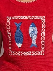 Vermelho - Regata de malha com estampa de peixe e cotton - Imagem 5 de 9