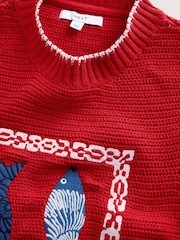 Vermelho - Regata de malha com estampa de peixe e cotton - Imagem 7 de 9