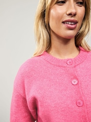 Pink Crew Neck Knitted Cardigan - Image 4 of 7