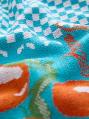 Blue Bright Gingham Summer Graphic Print Crew Neck T-Shirt - Image 6 of 6