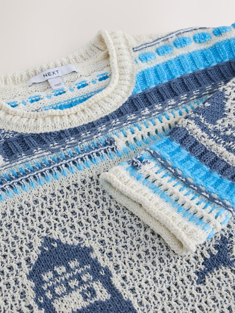 Farol de Chambray Azul - Blusa com Borda em Rolo e Print Gráfica - Imagem 7 de 7