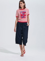 Red Gingham Summer Graphic Print Crew Neck T-Shirt - Image 3 of 7