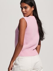 Bright Pink Chilli Pepper Graphic Print Crew Neck Knitted Tank - Image 3 of 7