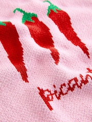 Bright Pink Chilli Pepper Graphic Print Crew Neck Knitted Tank - Image 7 of 7