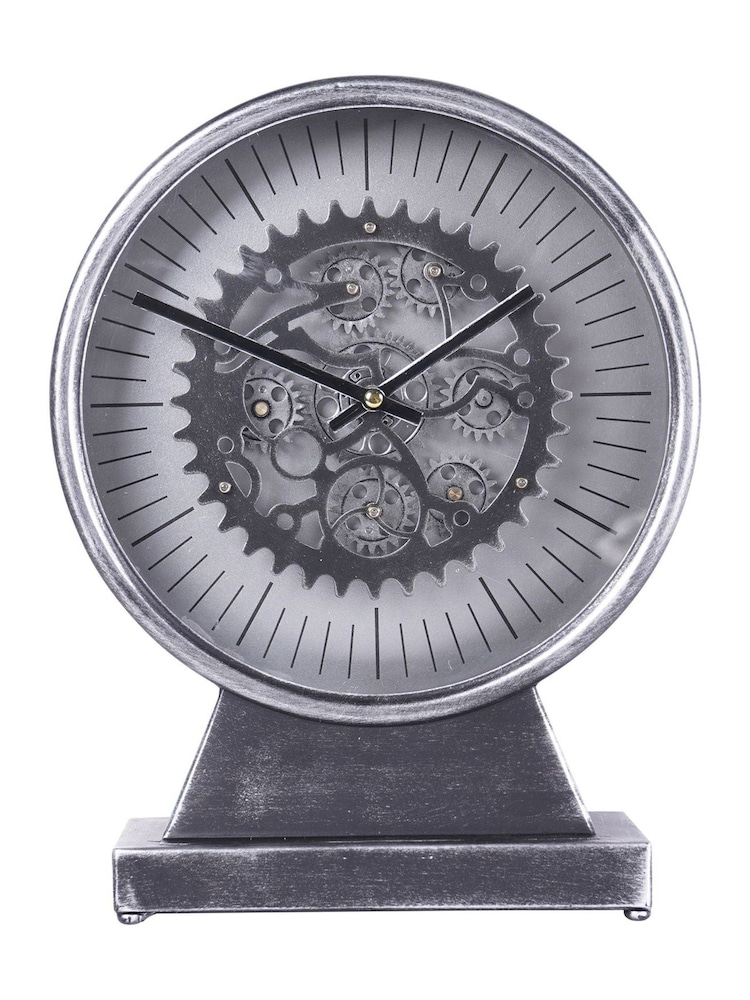 Libra Interiors Black Nickle Palladium Mantel Clock with Moving Dials - Image 2 of 6