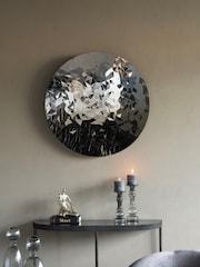 Libra Interiors Silver Stainless Steel Mosaic Wall Disc - Image 1 of 3