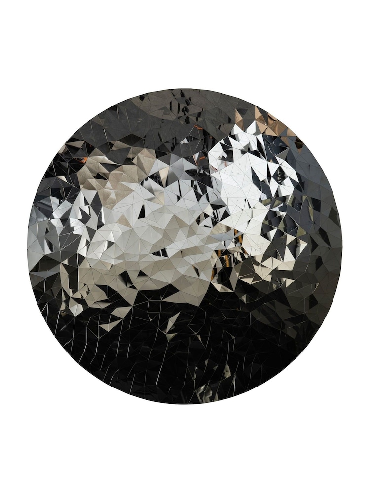 Libra Interiors Silver Stainless Steel Mosaic Wall Disc - Image 3 of 3