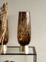 Libra Interiors Brown Black Savanna Glass Vase with Brass Base - Image 1 of 5