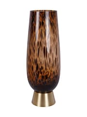 Libra Interiors Brown Black Savanna Glass Vase with Brass Base - Image 4 of 5