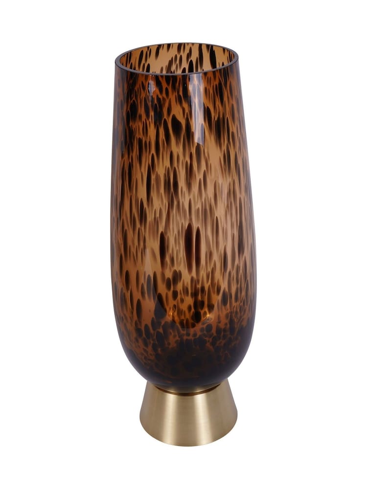 Libra Interiors Brown Black Savanna Glass Vase with Brass Base - Image 5 of 5