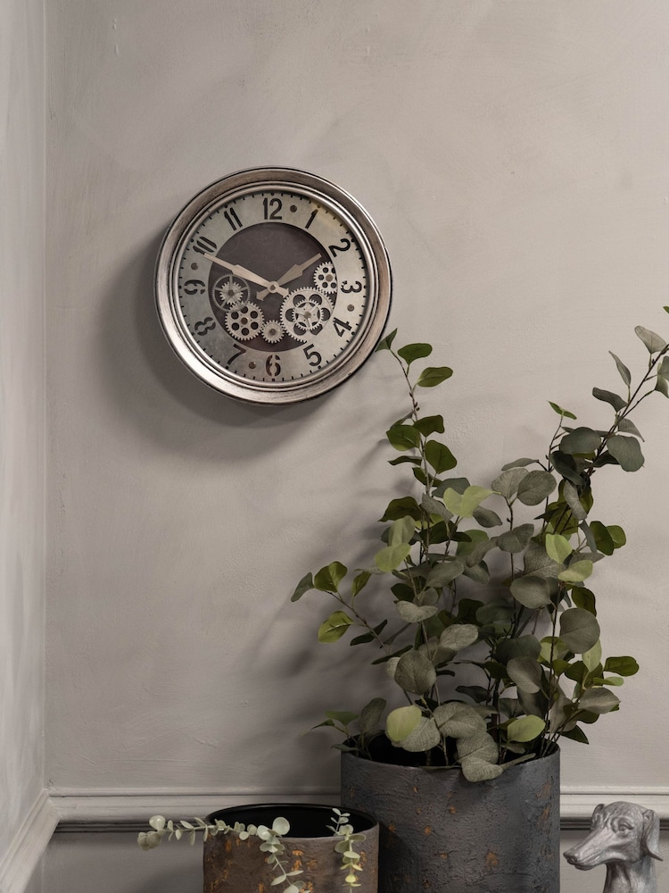 Libra Interiors Antique Silver Palladium Mini Dials Clock 33.3cm - Image 1 of 6