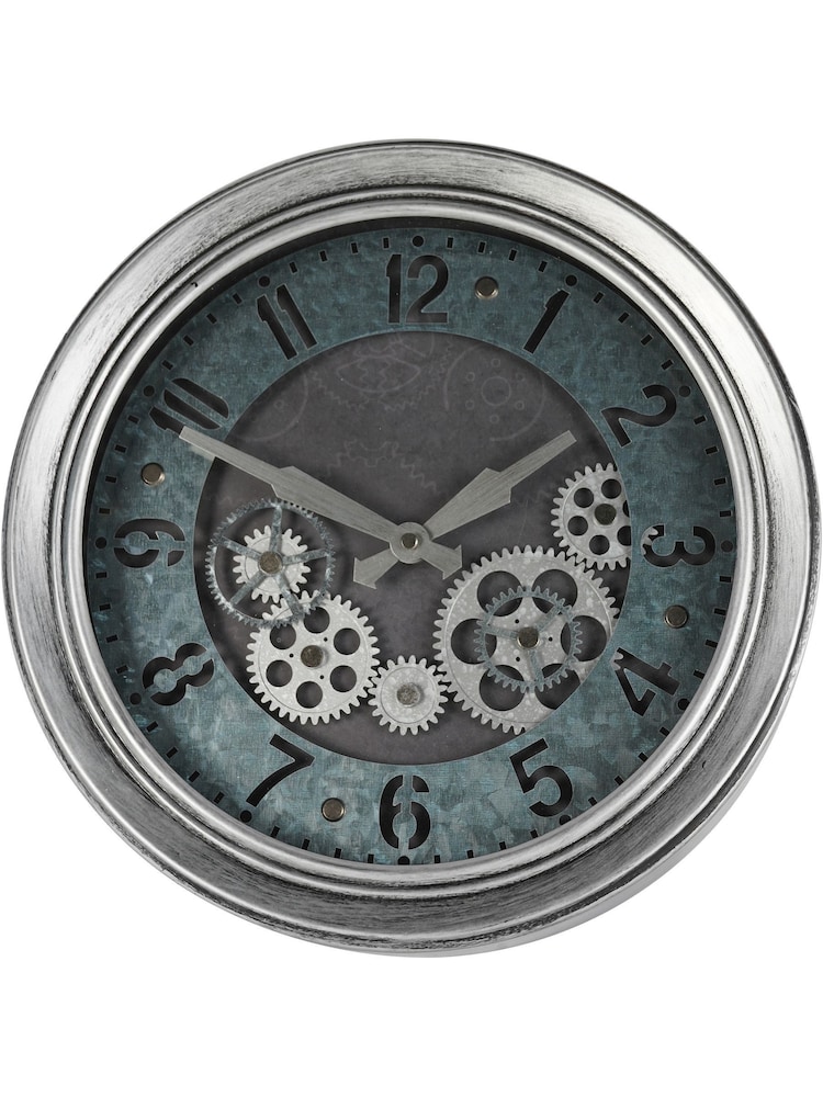 Libra Interiors Antique Silver Palladium Mini Dials Clock 33.3cm - Image 2 of 6