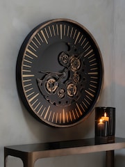 Libra Interiors Black Gold Palladium Wall Clock with Moving Dials 80cm - Image 1 of 5