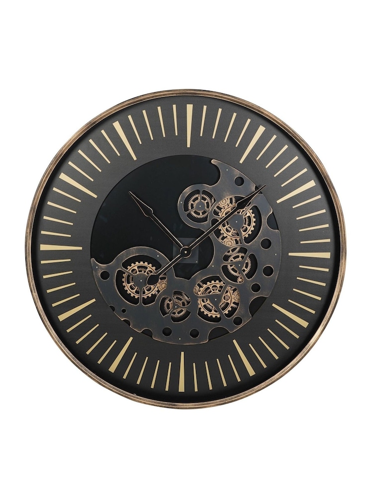 Libra Interiors Black Gold Palladium Wall Clock with Moving Dials 80cm - Image 2 of 5