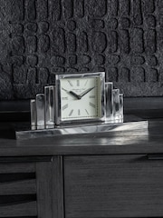 Libra Interiors Silver Plaza Nickel Mantel Clock - Image 1 of 5