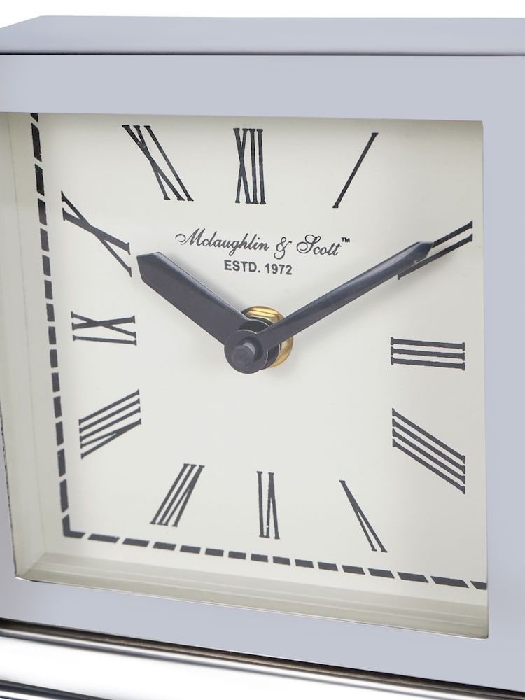 Libra Interiors Silver Plaza Nickel Mantel Clock - Image 2 of 5