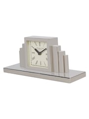 Libra Interiors Silver Plaza Nickel Mantel Clock - Image 4 of 5