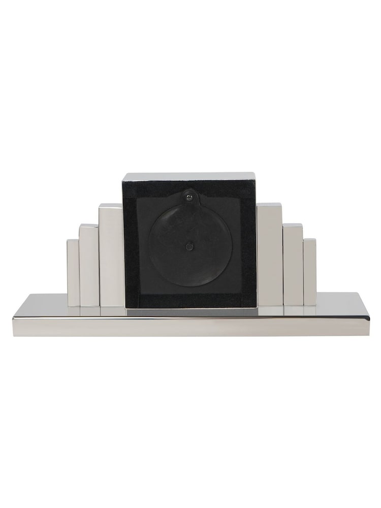 Libra Interiors Silver Plaza Nickel Mantel Clock - Image 5 of 5