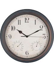 Libra Interiors Antique Brown Outdoor Antiqued Metal Clock with Temperature and 31.6cm - Image 2 of 6