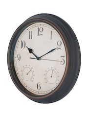 Libra Interiors Antique Brown Outdoor Antiqued Metal Clock with Temperature and 31.6cm - Image 3 of 6