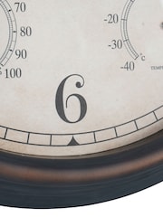 Libra Interiors Antique Brown Outdoor Antiqued Metal Clock with Temperature and 31.6cm - Image 6 of 6