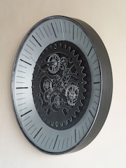 Libra Interiors Black Nickle Palladium Wall Clock with Moving Dials 80cm - Image 1 of 6