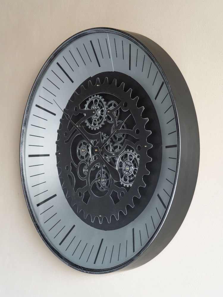 Libra Interiors Black Nickle Palladium Wall Clock with Moving Dials 80cm - Image 1 of 6
