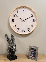 Libra Interiors Light Natural Grain Effect Clock 53cm Effect Clock 53cm - Image 1 of 6