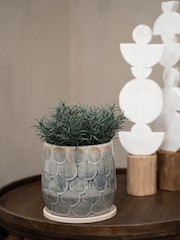 Libra Interiors White Blue Grey Armadillo Azure Ceramic Planter with Base Large - Image 1 of 5