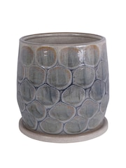 Libra Interiors White Blue Grey Armadillo Azure Ceramic Planter with Base Large - Image 2 of 5
