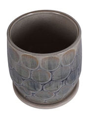 Libra Interiors White Blue Grey Armadillo Azure Ceramic Planter with Base Large - Image 3 of 5