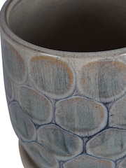 Libra Interiors White Blue Grey Armadillo Azure Ceramic Planter with Base Large - Image 4 of 5