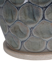 Libra Interiors White Blue Grey Armadillo Azure Ceramic Planter with Base Large - Image 5 of 5