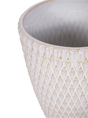 Libra Interiors Cream Mediterranean Reactive Glaze Ceramic Large Planter - Image 2 of 4