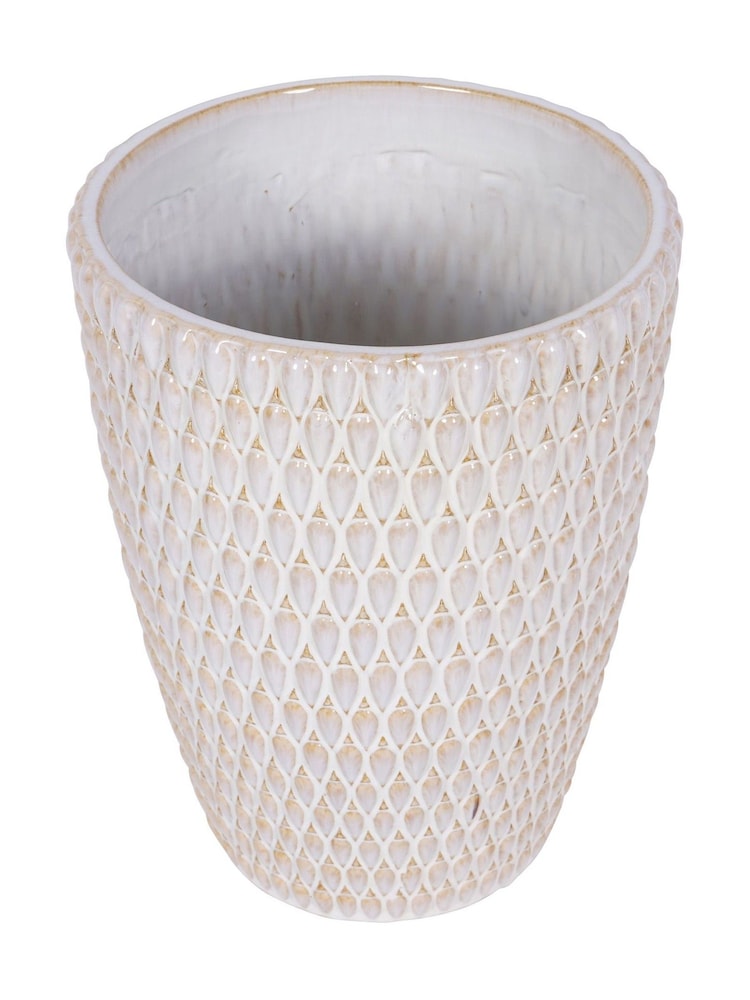 Libra Interiors Cream Mediterranean Reactive Glaze Ceramic Large Planter - Image 4 of 4